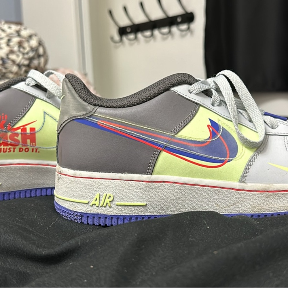 Nike Low-Top Sneakers in Gray, Neon Yellow & Purple Accents - Picture 2 of 4